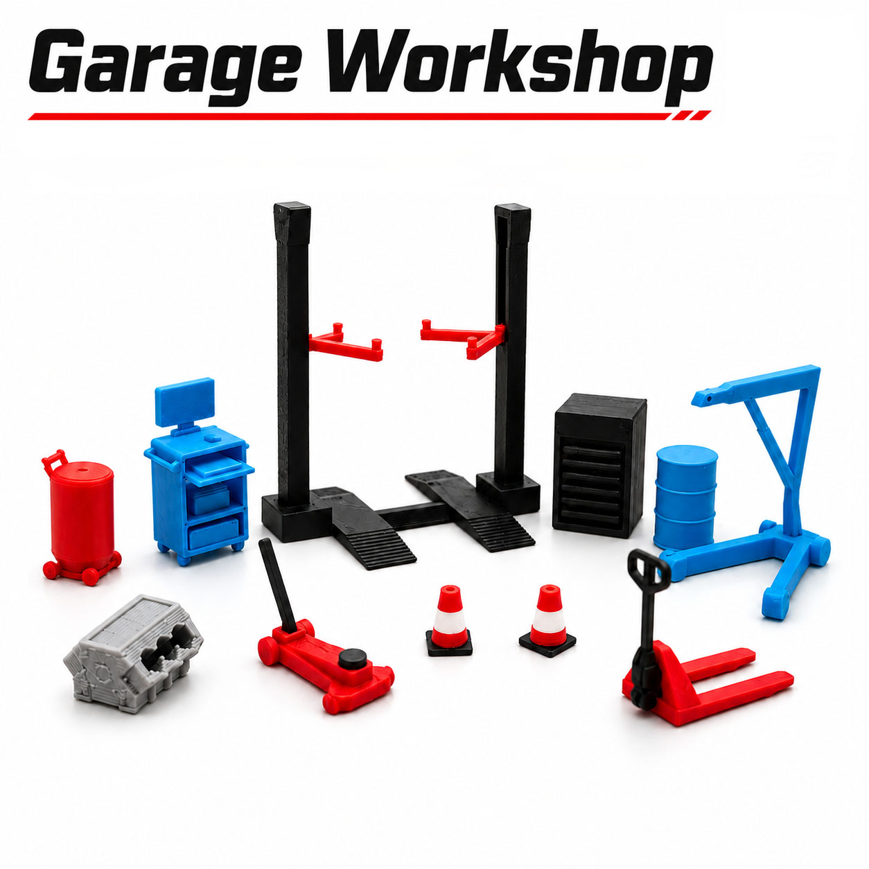 Workshop Tools Toy - Set Aksesori Miniatur Bengkel Garasi 1:64,