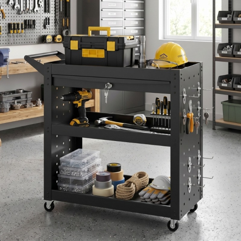 Troli perkakas dengan roda ter - Workshop Tools List ulasan dan harga
