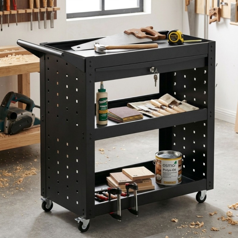 Troli perkakas dengan roda ter - Workshop Tools List ulasan dan harga