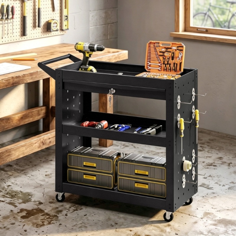 Troli perkakas dengan roda ter - Workshop Tools List ulasan dan harga