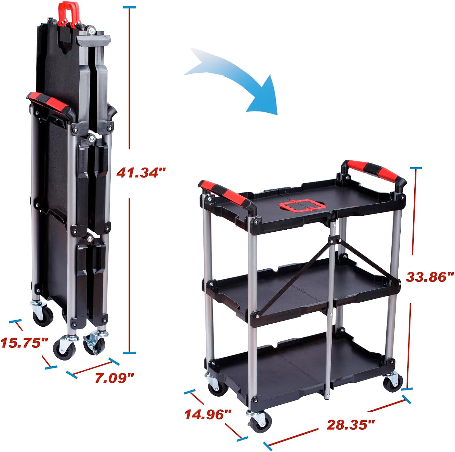 Troli Utilitas Lipat 3 Rak den - Tools Trolley For Workshop ulasan dan harga
